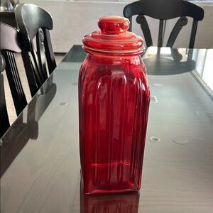 Red Glass Apothecary Storage Jar